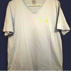 Polo by Ralph Lauren Men's Light Blue V-Neck Tee